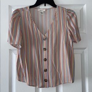 Multicolor Striped Button Down Top